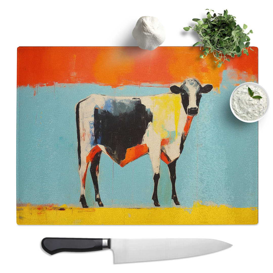 Cow Minimalism No.4  Glass Chopping Board