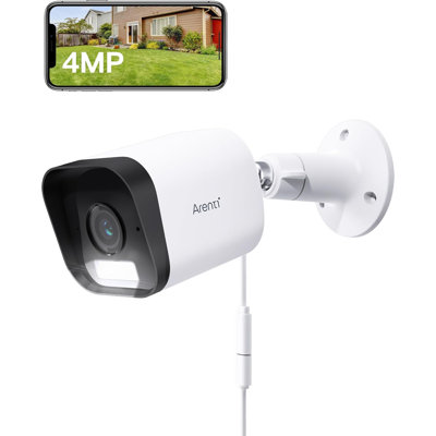 ARENTI 4MP Security Camera Outdoor Wired With Spotlight/Siren Alarm, Colour Night Vision, Motion/AI Human Detection, IP65, 2.4Ghz Only