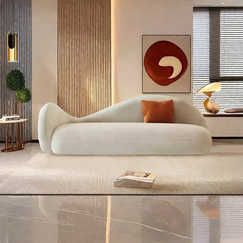 Chaise longue simple en tissu résistant à l'usure, Accoudoir à gauche (vu de face), Beige gris