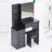 37-Inch Left Bedside Vanity Table With Cushioned Stool And Large Sliding Mirror, High Capacity Storage, American Design, Black For Middle Spaces Stool, 24X22