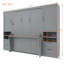 Grand lit escamotable mural avec placard, tiroirs et tablettes, lit escamotable mural peu encombrant, gris-550667749
