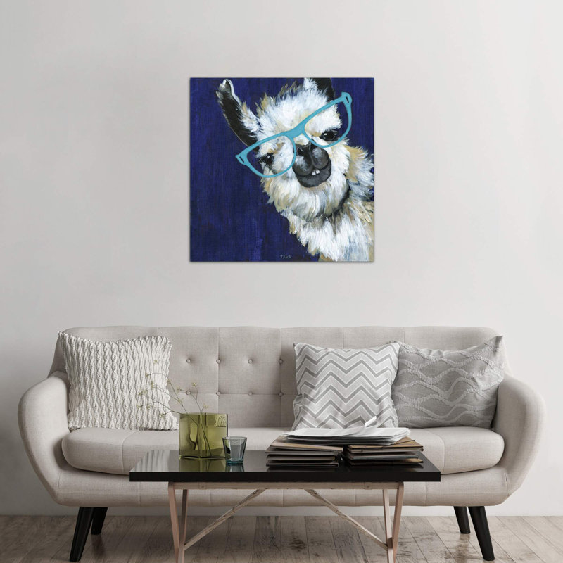Gentleman Llama - Wrapped Canvas Painting, 45.72 cm H x 45.72 cm W x 3.175 cm D