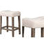 Tabouret de bar à hauteur de comptoir de 2, conception transitionnelle, couleur chêne, repose-pieds et siège, lin en bois d'ingénierie - mélange de revêtement pour un repas confortable 2 avec repose-pieds rembourré, siège en construction