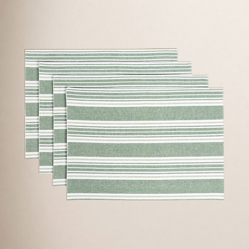 Ensemble de 4 napperons rayés, Vert