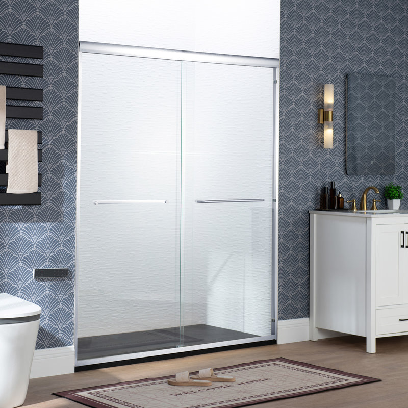 Double porte de douche coulissante de 44 à 48 po de largeur x 72 po de hauteur avec verre trempé transparent de 1/4 po (6 mm)