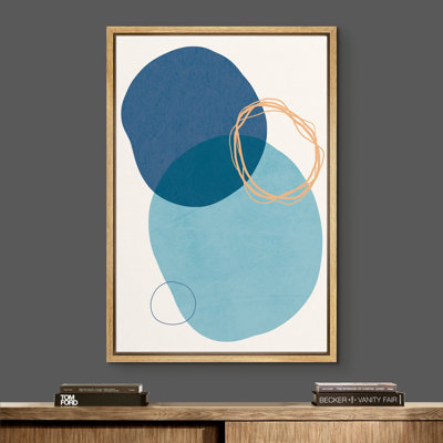 " Blue Dots & Gold Rings Geometric Shapes "