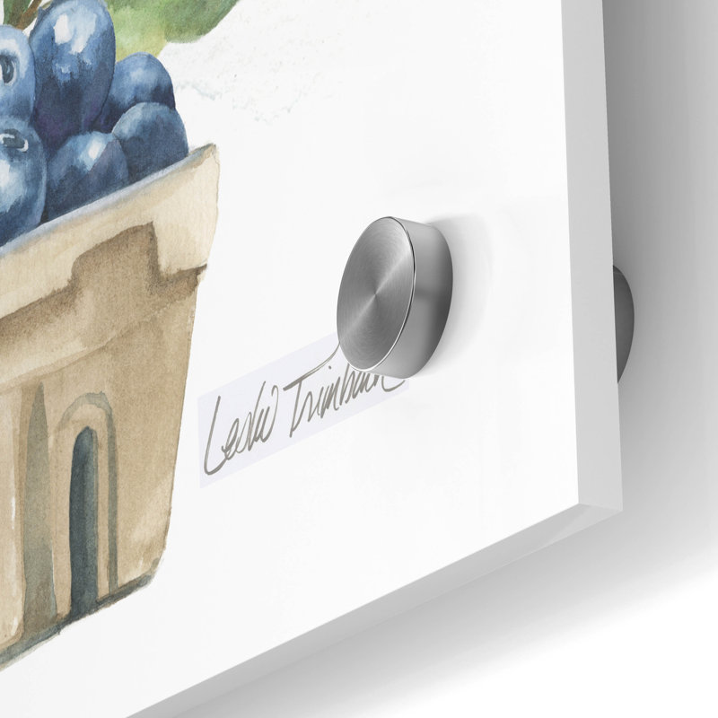 Art mural en verre épique «Red White and Blue Floral 2» par Leslie Trimbach, H 36 po x l 24 po x P 0,2 po