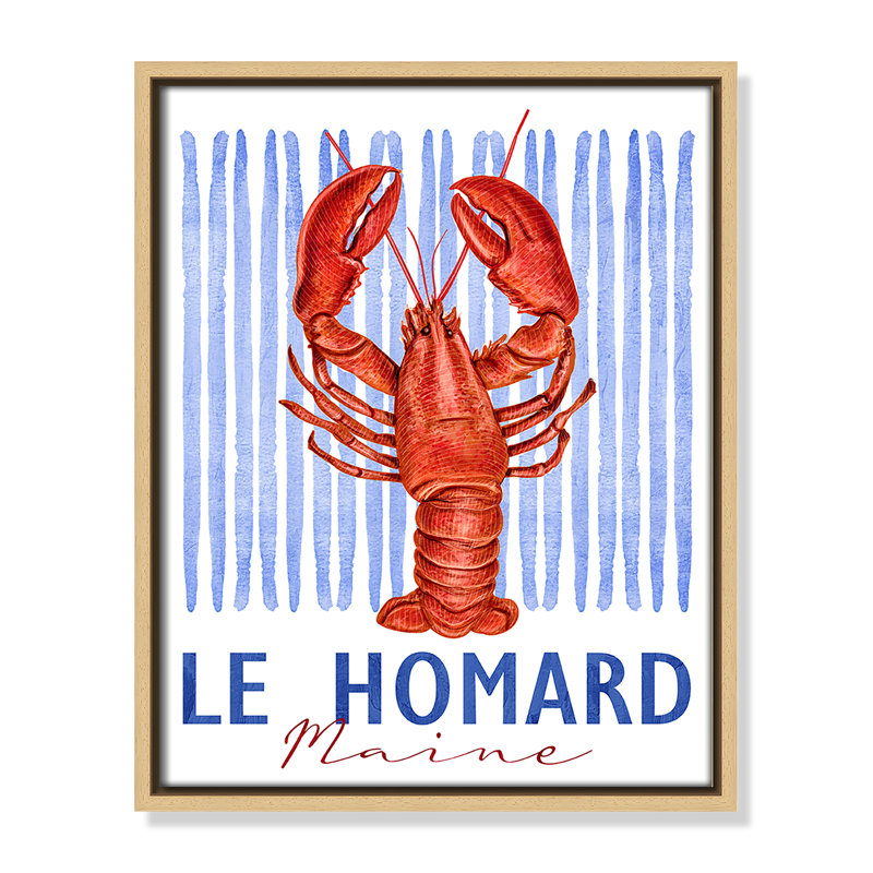 «Le Homard Print» par Kimberly Allen, 12.5' W x 15.5' H, Natural Floater