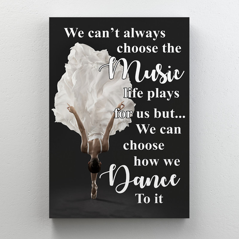 Ballet Girl In White sur fond noir - Art textuel sur toile tendue, H 36 po x l 24 po x P 2 po