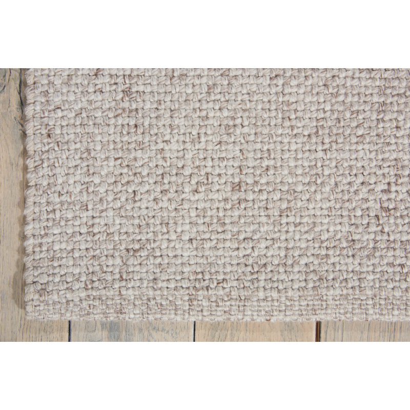Tapis de zone beige en coton à la main noué la Tobiano, Rectangle 5 pi 3 po x 7 pi 5 po