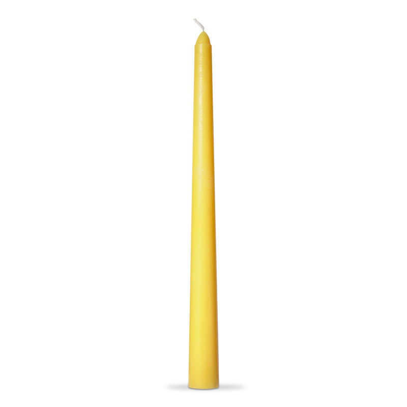 Unscented Taper Candle with Tin Holder, Ochre Yellow