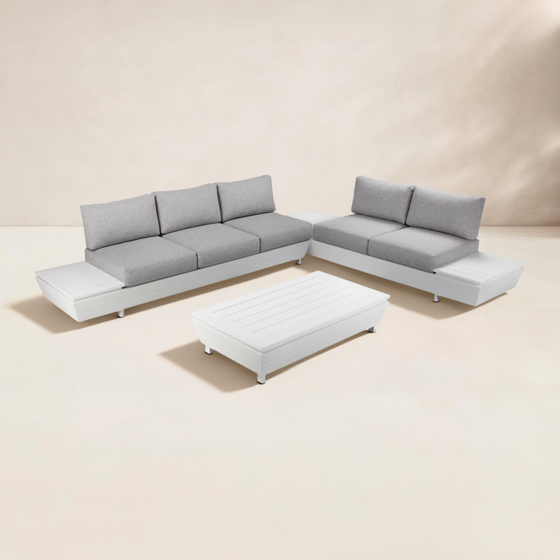Yacht 3 Piece Outdoor Sectional Grey, Gray
