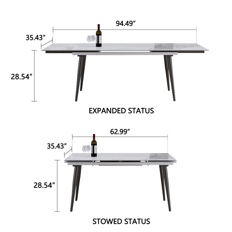 Ensemble de salle à manger 7 pièces avec table de salle à manger en pierre frittée extensible Blatherwick et 6 chaises en tissu