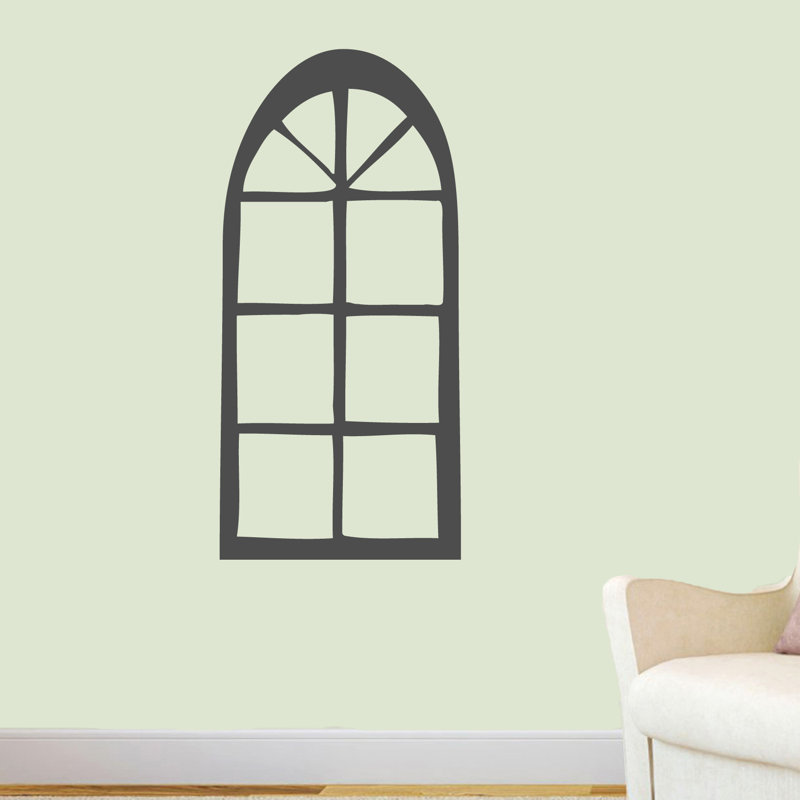 Décalcomanie murale fenêtre arched Rex, Gris foncé