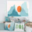 Red Moon Over Abstract Blue Mountains I - peinture sur toile-59283908-59283909
