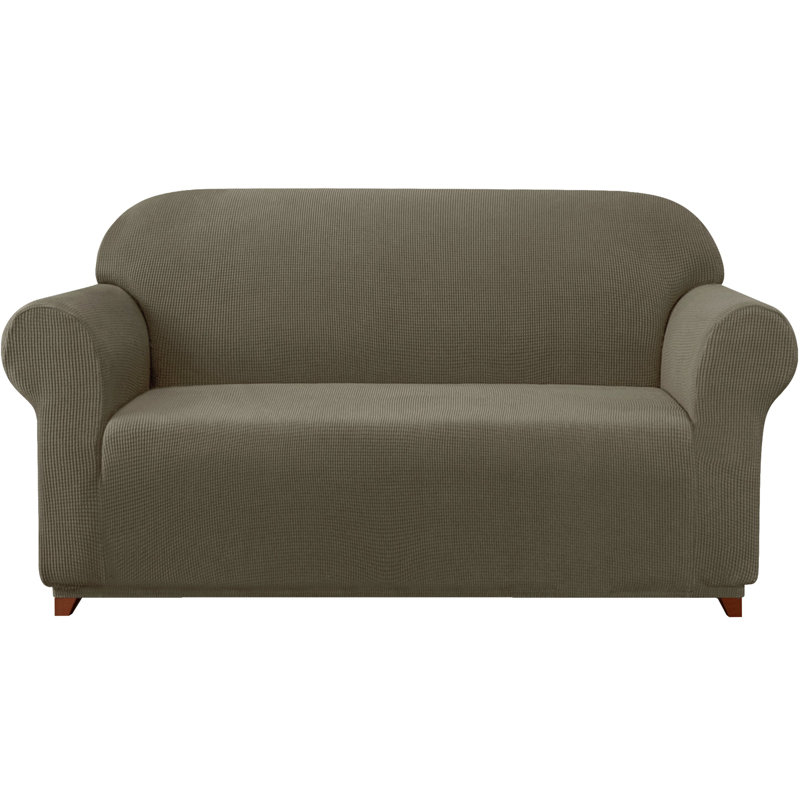 Soft Spandex Stretch Box Cushion Sofa Slipcover, Olive, 104" H x 295" W x 107" D