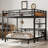 Full over Full Metal Bunk Bed with Safety Guardrails, Loft Bed & Platform Beds, Walnut Finish, Durable Teen & Adult-191322199-191322196