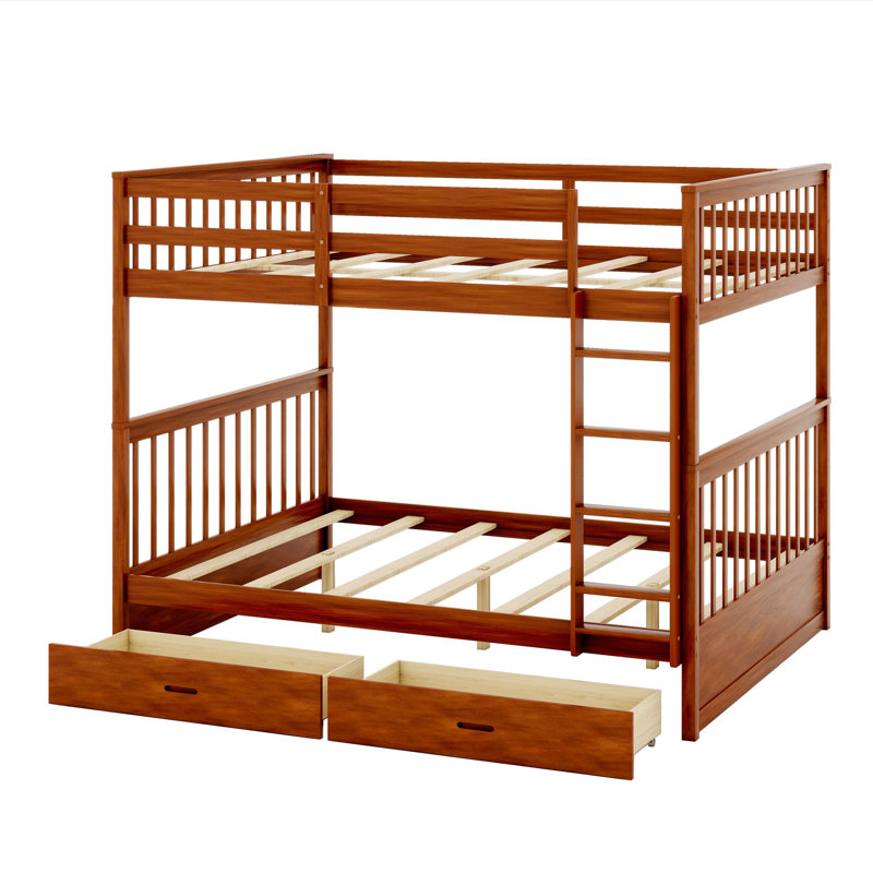 Jonalyn Kids Full Over Full Bunk Bed with Drawers, Walnut