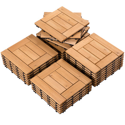 30cm L x 30cm W Interlocking Wood Deck Tile (Set of 27)