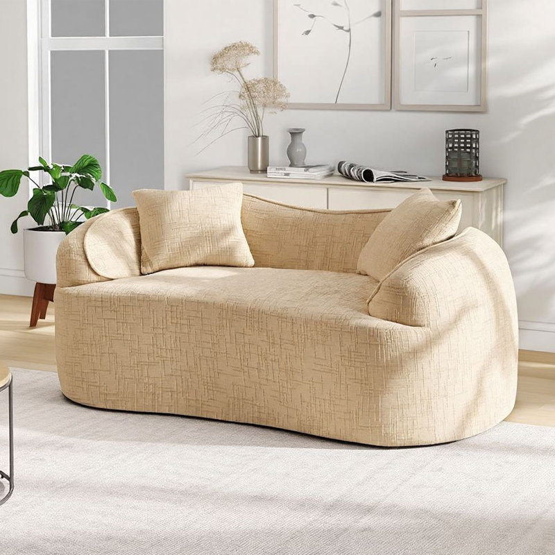 Boneless 66.93'' Chenille Curved Two - Person Compress Sofa, Beige
