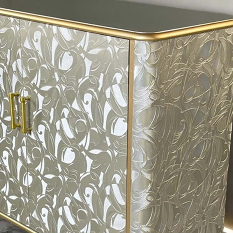 Armoire décorative simple et luxueuse, Or / argent champagne