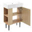 Armoire de rangement de salle de bain de 21,6 po avec lavabo et rebords latéraux à ouverture d'eau, charnières à fermeture en douceur, design élégant et fonctionnel
