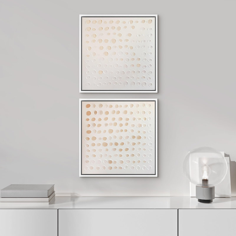 Beige et blanc, cercles abstraits, illustrations géométriques, art moderne, peinture relaxante / calme, H 24 po x l 24 po