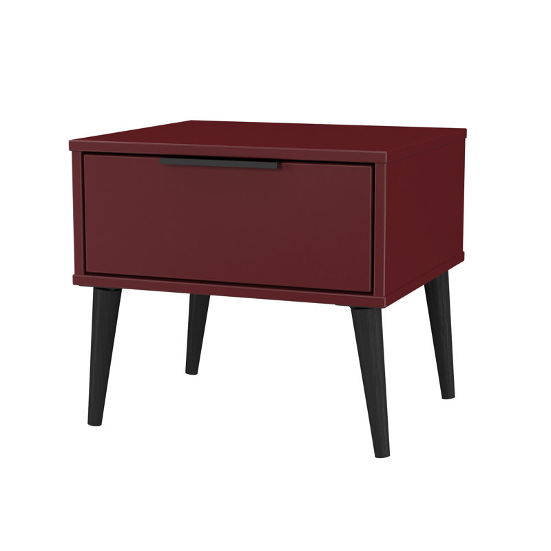 Solvay 45cm W Manufactured Wood Bedside Table, Red