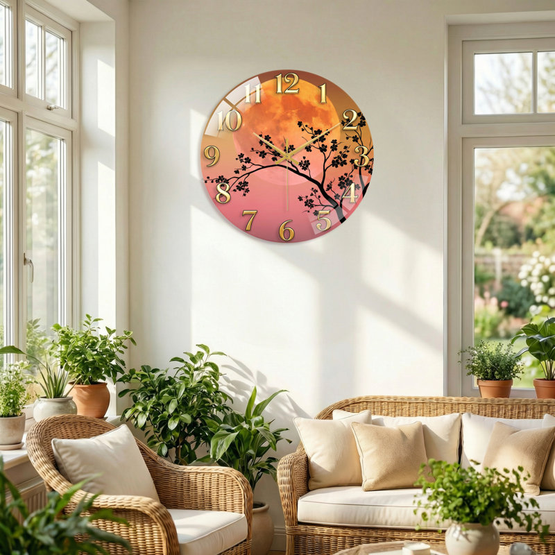 Horloge murale Cherry Moon, 40 x 40 cm (15,7 x 15,7 pouces)