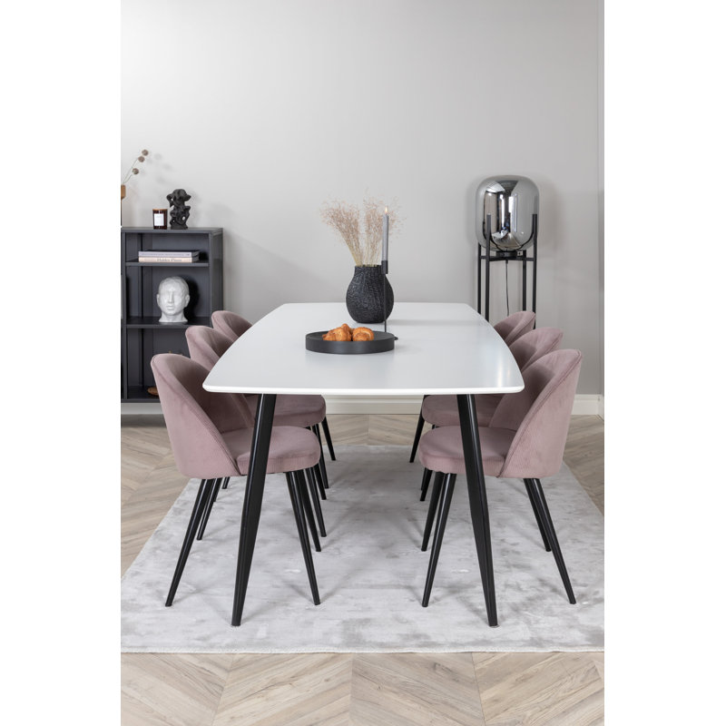 Ajeataz 6 - Person Dining Set, Dusty Pink, Beige, Dusty Pink