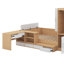 Lit plateforme double en bois avec tiroirs, bureau et tablettes-207625719