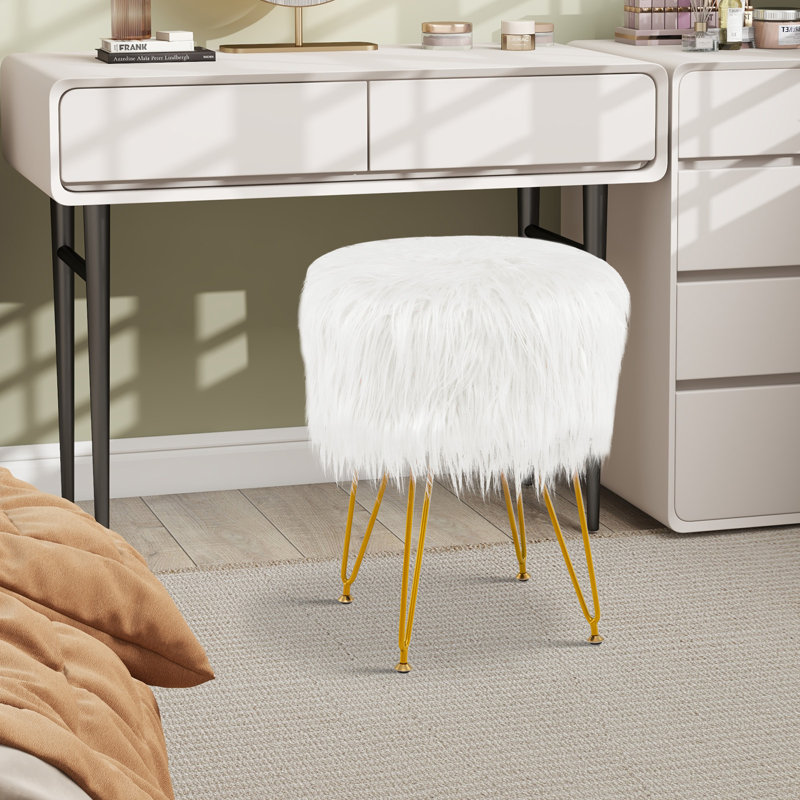 Aloès 14 po de largeur ronde standard, Fausse fourrure beige