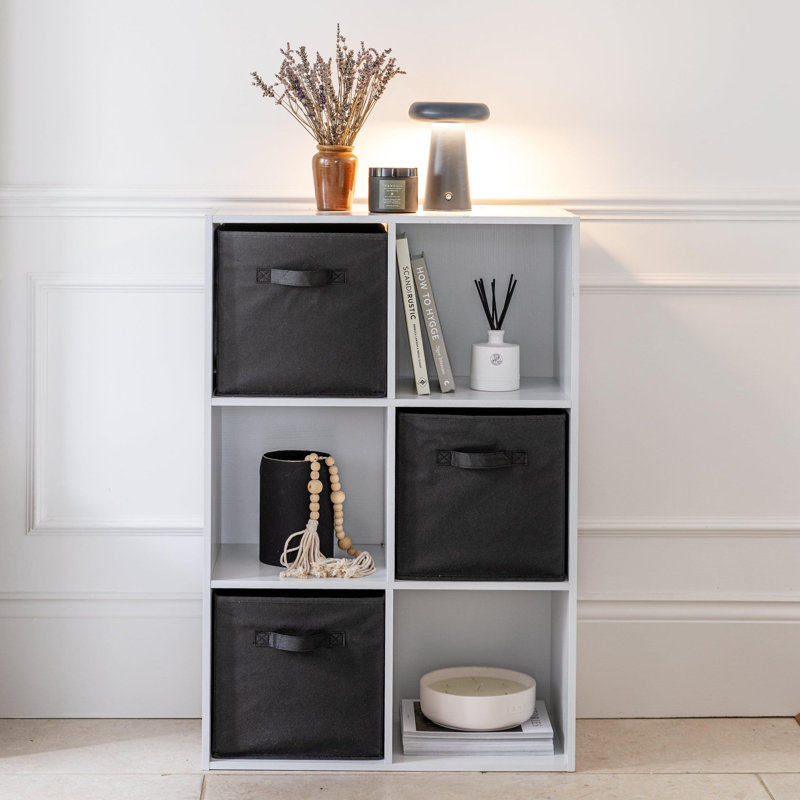 Northville 61cm W Cube Bookcase, White/Black, (6 Shelves) 91cm H x 61cm W x 30cm D