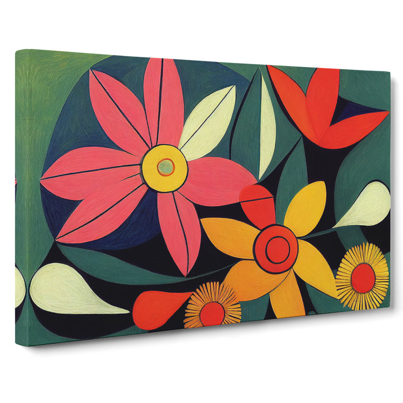 Eccentric Abstract Flowers - Wrapped Canvas Print, 35cm H x 50cm W