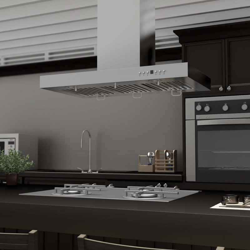 30" 400 CFM Convertible Island Range Hood, 36", Stainless Steel