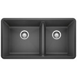 Precis SILGRANIT 33" L X 18" W Double Bowl Undermount Kitchen Sink