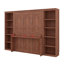 Lit escamotable double avec bureau, cadre de lit mural pliable en bois avec tablettes de bibliothèque, armoire de lit murale cachée pour adulte-307857534