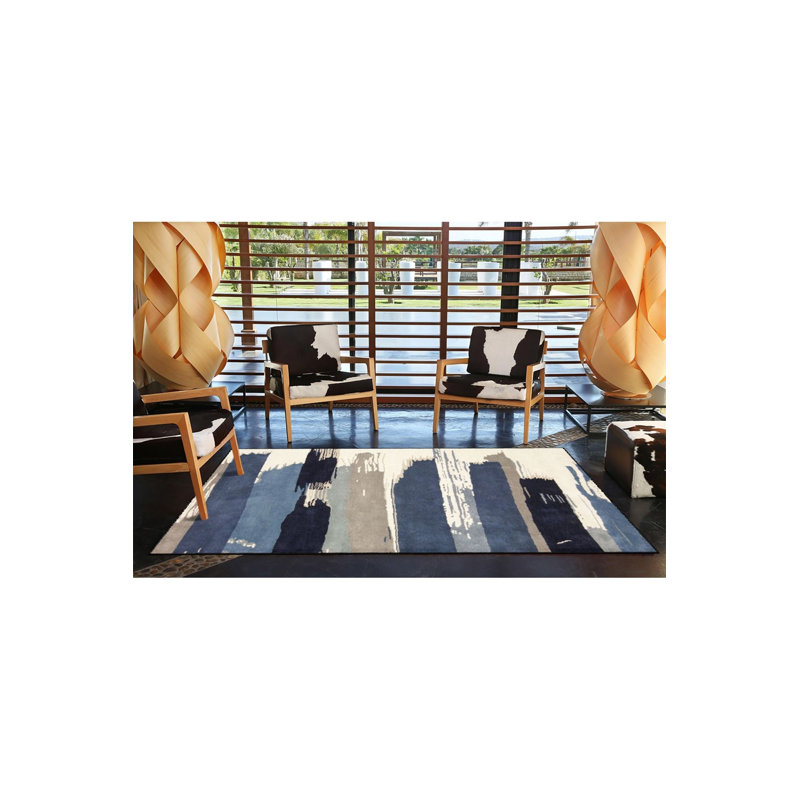 Tapis demi-brossé à motif tissé lavable, Sous-tapis rectangulaire 4 pi 7 po x 6 pi 7 po inc
