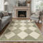 Tapis beige / gris anthracite à motif géométrique à motif de losanges Abdellah, lavable à la machine, avec envers antidérapant-979863576-988420820
