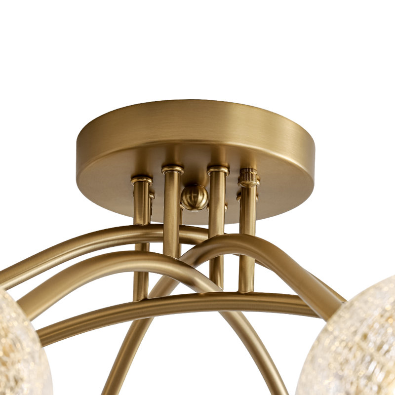 Plafonnier semi-encastré 8 lumières, Transparent craquelé