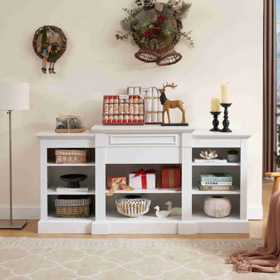 Console média avec grande armoire de rangement, meuble télé multimédia moderne