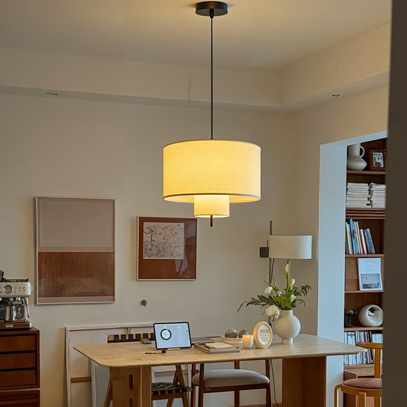 Îlot de cuisine tambour 1 lumière minimaliste, H 12,6 po x l 19,69 po x P 19,69 po