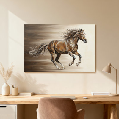 Animaux qui courent à cheval avec une crinière qui coule et une queue
