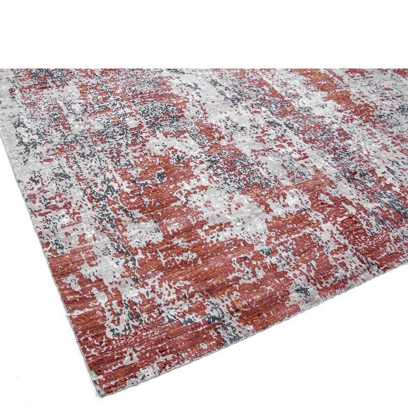 Area Rug in Red/White/Gray, Rectangle 10' x 14'