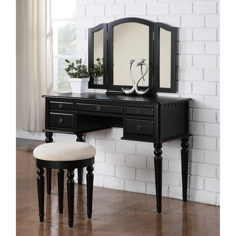 Meuble-lavabo de chambre contemporain - noir, avec placage de bouleau et tiroirs de rangement classiques