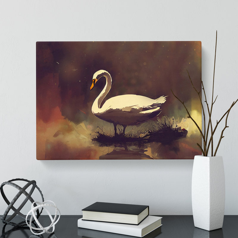 Swan Art Painting Vol.3 - Wrapped Canvas, 35cm H x 50cm W x 3cm D