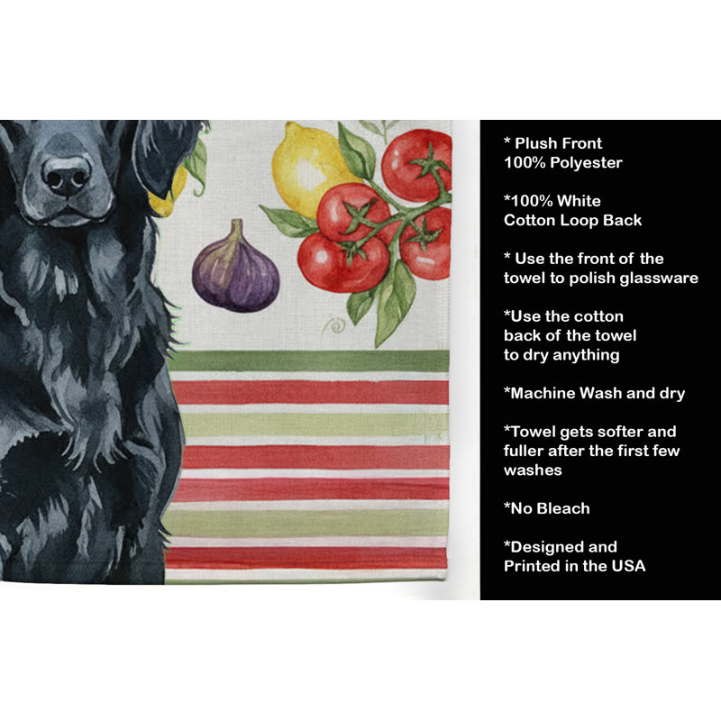 Serviette de cuisine noire à légumes, Black Flat-Coated Retriever