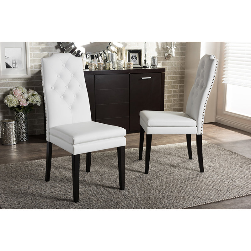 Chaise parsons capitonnée et capitonnée en blanc, Blanc