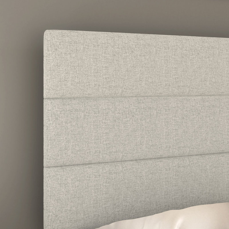 Sicily Full Upholstered Linen Platform Bed with Tufted Headboard