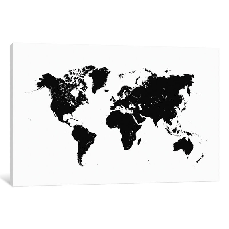 « world », impression sur toile tendue, H 8 po x l 12 po x p 0,75 po, Pas de tapis, Toile tendue
